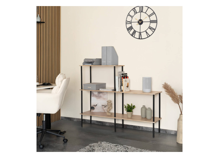 Home Deluxe Estantería INDU Roble Claro – (Largo x Ancho x Alto): 140 x 35 x 110 c