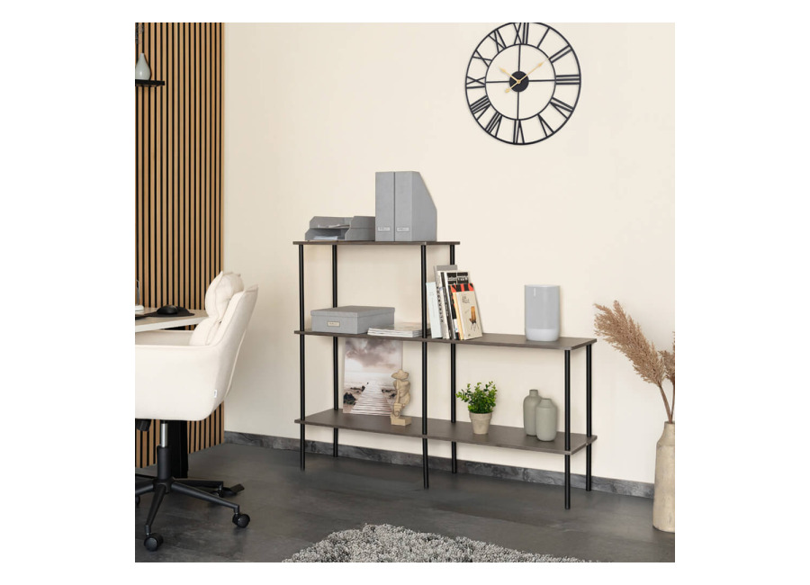 Home Deluxe Estantería INDU Roble Oscuro – (Largo x Ancho x Alto): 140 x 35 x 110 c