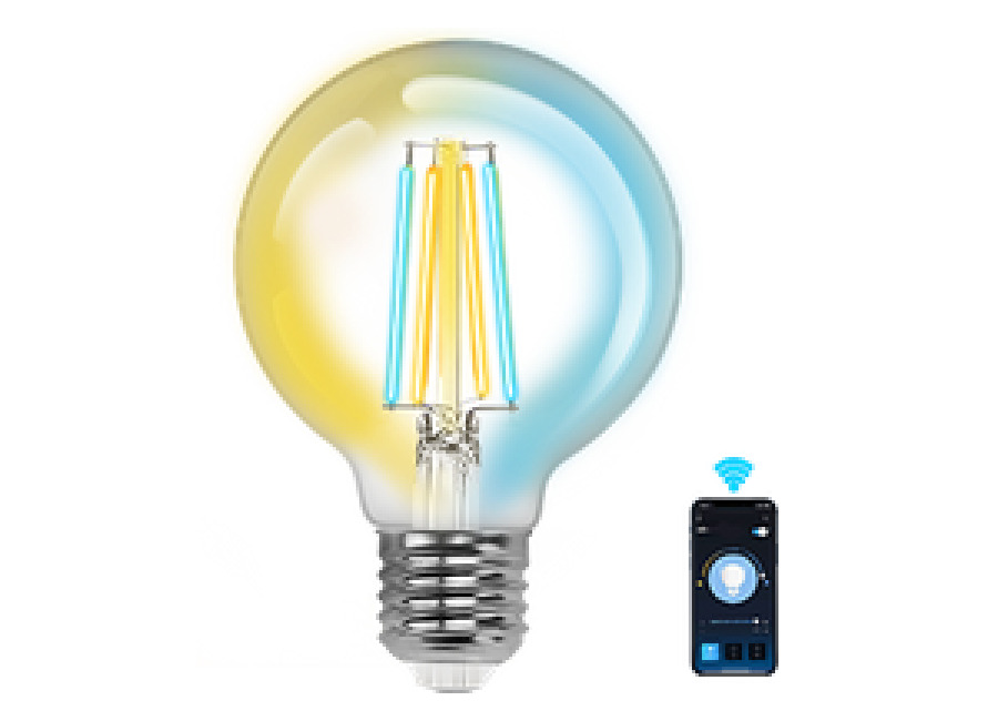 Aigostar Bombilla LED inteligente. Bombilla Alexa LED vintage, G80 Transparente tipo globo, 6W 850LM E27, regulable cálida a fría 2700K a 6500K. Compatible con Alexa y Google home