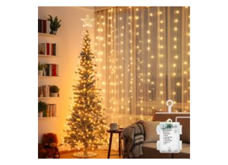 Aigostar cortina luces navidad, 2M*2M, 8 Modos Cadena de Luces con Remoto, 200 LED, temporizador, luces arbol navidad Resistente al Agua, para exterior y Interior, decoracion navidad, Fiestas