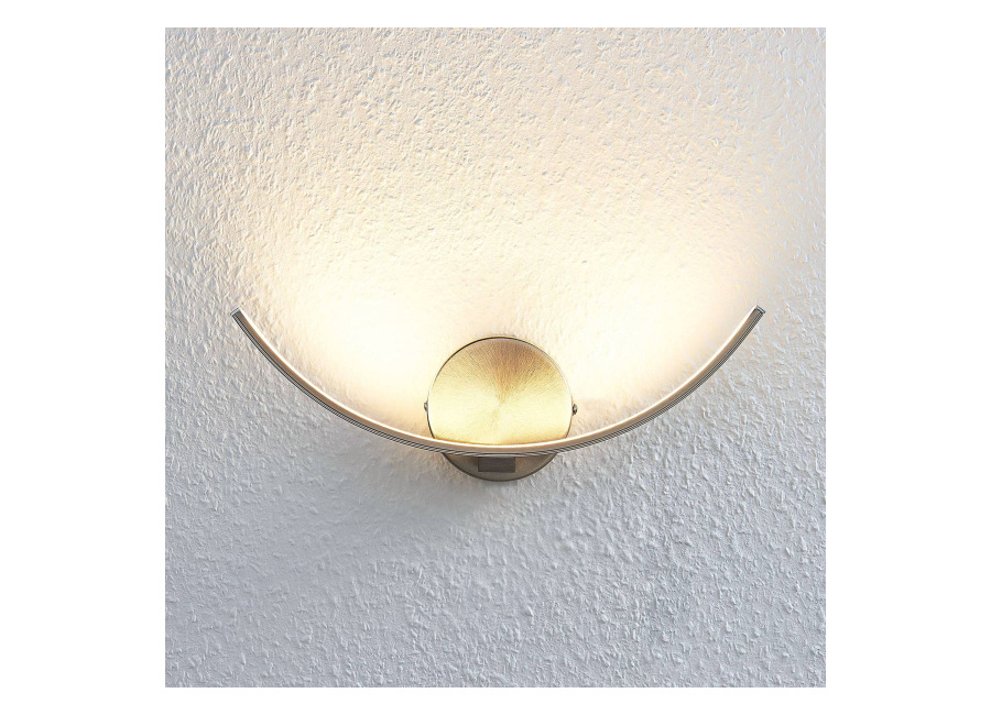 Lindby Aplique de pared LED Iven de Lindby, ancho 34 cm, níquel, 3.000 K
