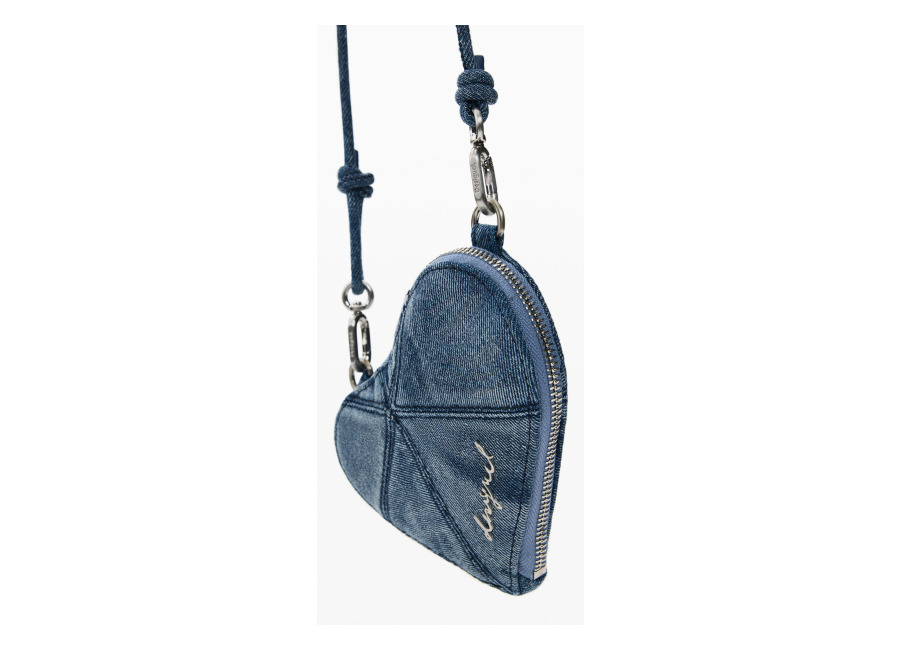Desigual Monedero bandolera corazón mini, Mujer, Algodon, Azul, U