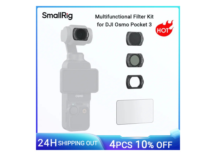 SmallRig Kit de filtro magnético multifuncional 1/4 de difusión negra, ND16 y CPL para DJI Osmo…