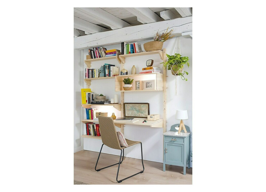 Astigarraga Wally Mesa de trabajo (L x An x Al: 50 x 80 x 13,8 cm, Madera de pino, Natural, Carga límite balda: 40 kg)