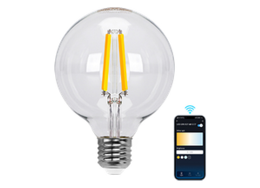 Aigostar Bombilla LED inteligente. Bombilla Alexa LED vintage, G95 Transparente tipo globo, 6W 850LM E27, regulable cálida a fría 2700K a 6500K. Compatible con Alexa y Google home
