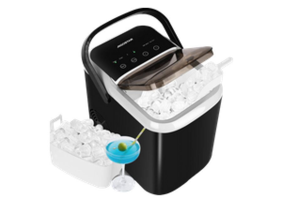 Aigostar Chill – Máquina de Hacer Hielo en Casa, Tapa Doble – Fácil de Limpiar, 130W 1,5L Máquina de Hielo, Hielos en 6 Mins, Fabrica 14kg/24h, 2 Tamaños de Cubitos, Autolimpieza Ice Maker, Negro
