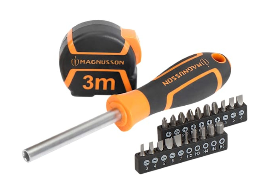 Set flexómetro y destornillador de carraca magnusson