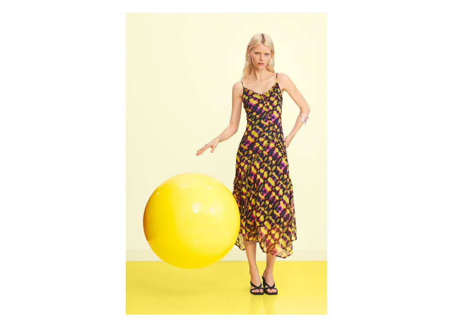 Desigual Vestido midi tirantes, Mujer, Poliester, Verde