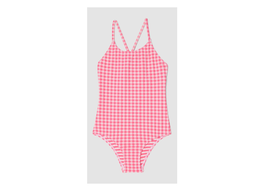 Piombo KIDS Bañador Rosa De Una Pieza En Tejido Elástico De Cuadros Vichy, Niña, Blanco/rosa, Talla: 10