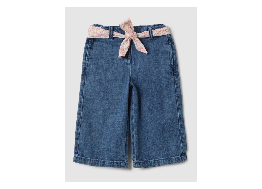 Fagottino Pantalones Azul Amplio De Mezcla De Algodón Para Niña, Niña, Azul vaquero, Talla: 9-12