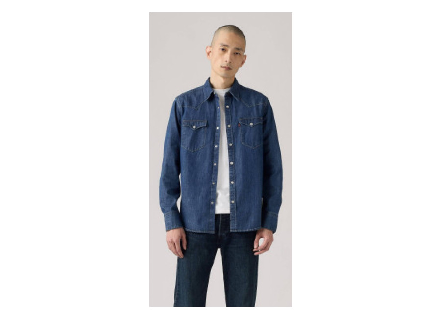 Levi’s para hombre. 85744-0041 Camisa estándar Western Barstow azul (S), Casual, Manga larga, Algodón Orgánico, Sostenible