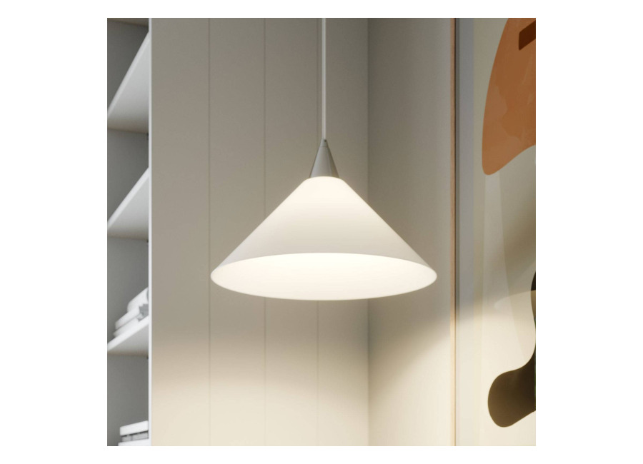 Lindby Lámpara colgante Petra de Lindby, blanca, cristal, Ø 40 cm, cono, E27