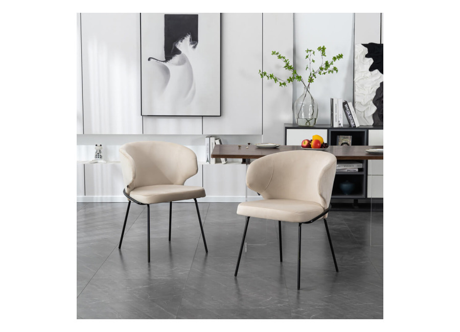 Home Deluxe Silla de comedor de terciopelo AMARA – set de 7 Beige