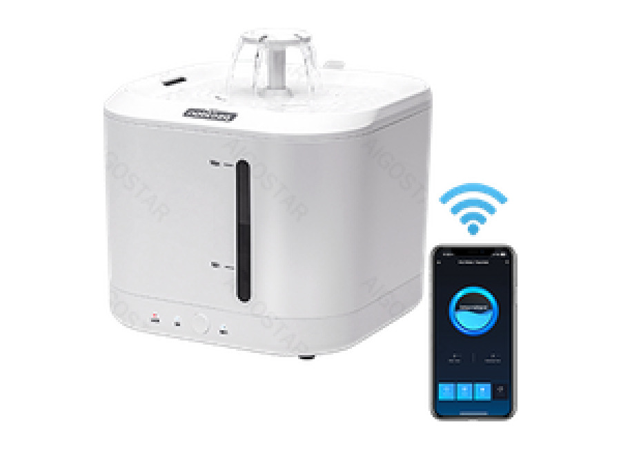 Nobleza – 2.5L Bomba de Agua Inalámbrica Automática Fuente Inteligente para Gatos y Perros, con Temporizador y Control Remoto de la aplicación, Fuente de Agua para Gatos con Triple Filtración, Blanco