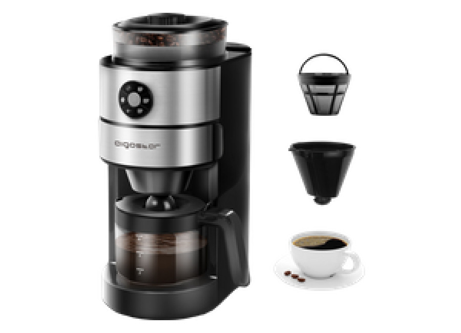 Aigostar Kaffa 30LHX – 2 en 1 Cafetera eléctrica con molinillo integrado. 680-820 W, 5 niveles de molienda. Sistema de goteo, capacidad 2-6 tazas. Función mantener caliente. Libre de BPA.