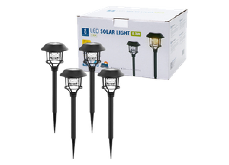 Aigostar Zula – 4 x Lámpara LED solar para jardín y exteriores, luz cálida 3000K, IP44 a prueba de agua.