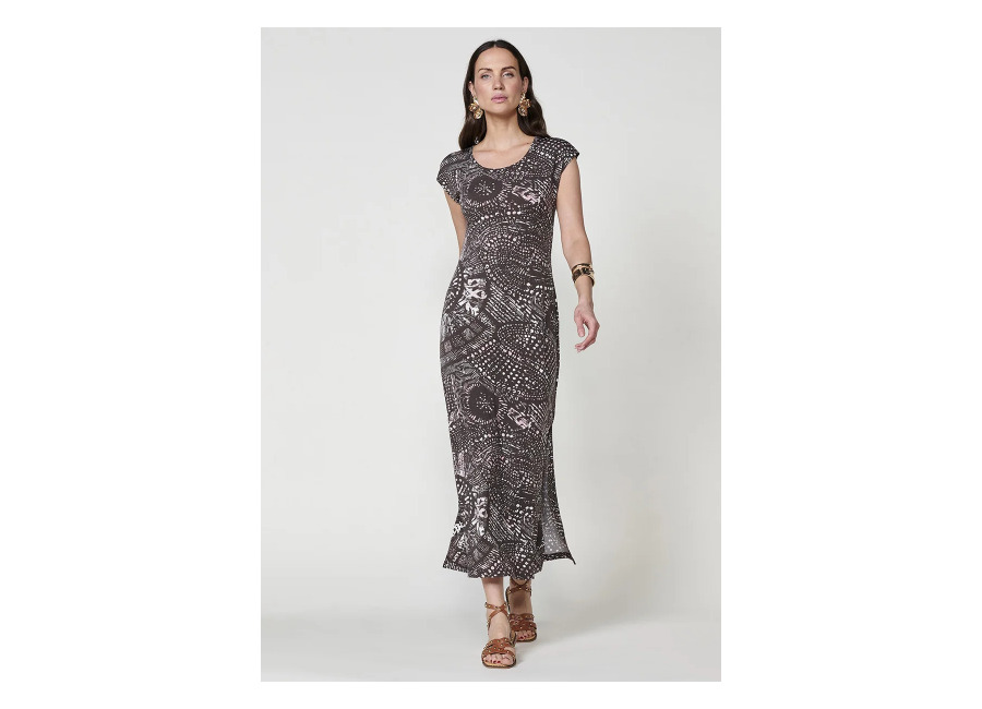 🌿 Vestido largo ajustado con estampado étnico de Koroshi
