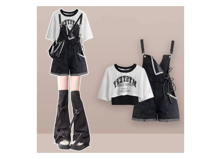 Conjunto de 3 piezas de moda de verano 2026 para niña: Top elegante coreano de manga…