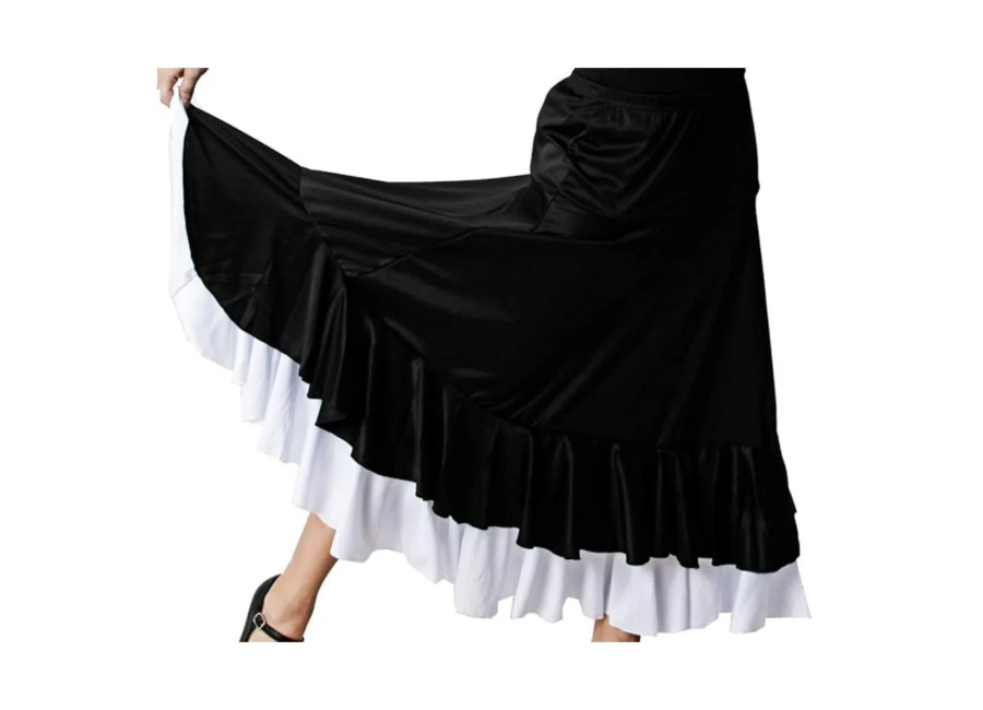 Falda Profesional de Baile Danza Flamenco o Sevillanas para Mujer Falda con Doble Volante en Falda…