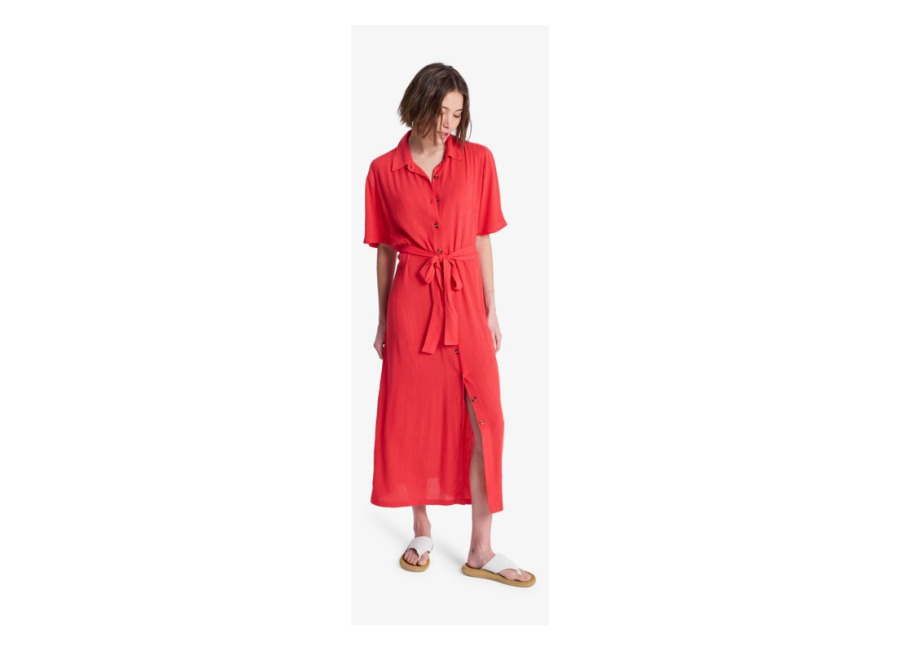 Roxy Island Escape Solid – Vestido camisero Rojo Mujer