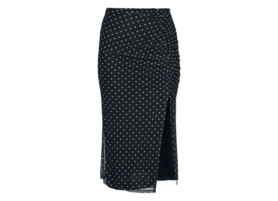 Red by EMP Falda hasta la rodilla de RED by EMP – Falda básica con estampado de lunares – S L – para Mujer – Negro