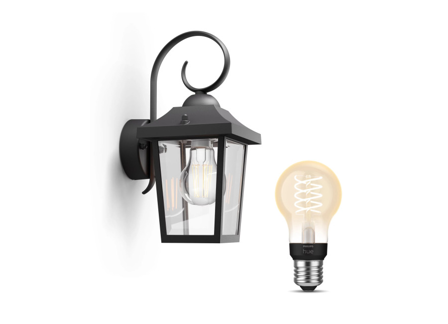 Philips Hue Philips Pack: Aplique Philips Buzzard (negro) + Bombilla Hue Filamento E27 Luz Cálida