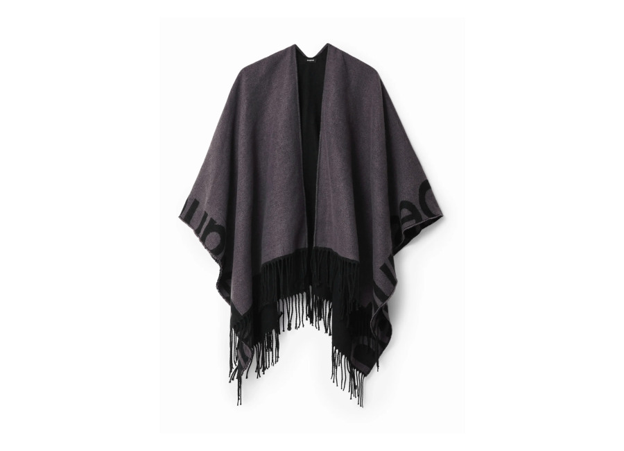Desigual Poncho reversible, Negro, U