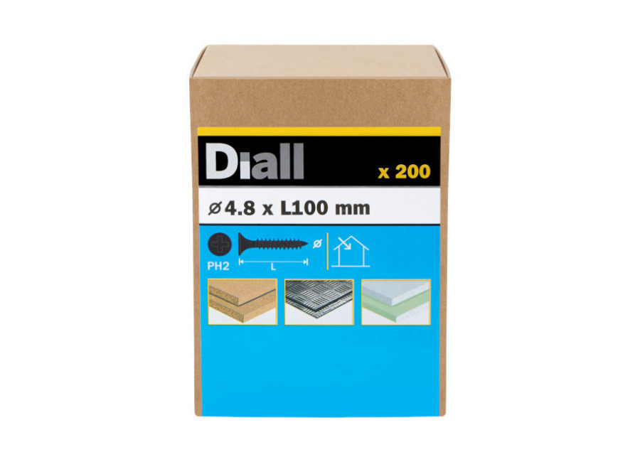 diall Tornillo para yeso ph2 4,8×100 mm diall 200 ud