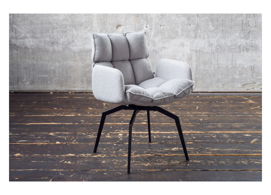 Kawola silla de comedor BARO silla giratoria con reposabrazos de tela gri
