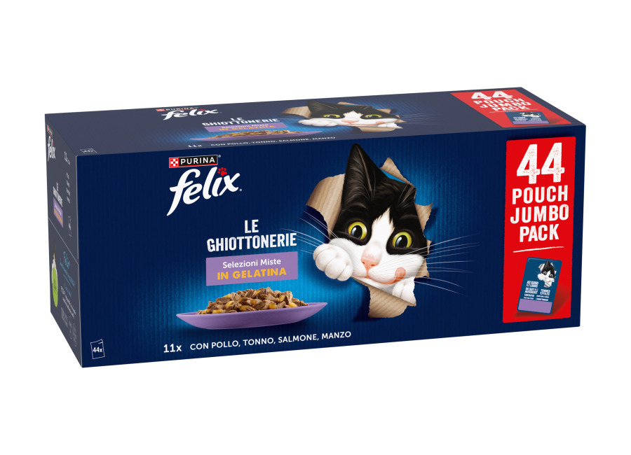 Felix Fantastic en bolsitas 44 x 85 g – Pollo, vacuno, atún y salmón