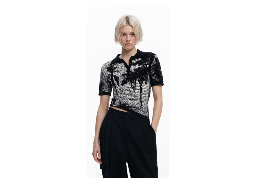 Desigual Camiseta diseñada por Mr. Christian Lacroix, Negro