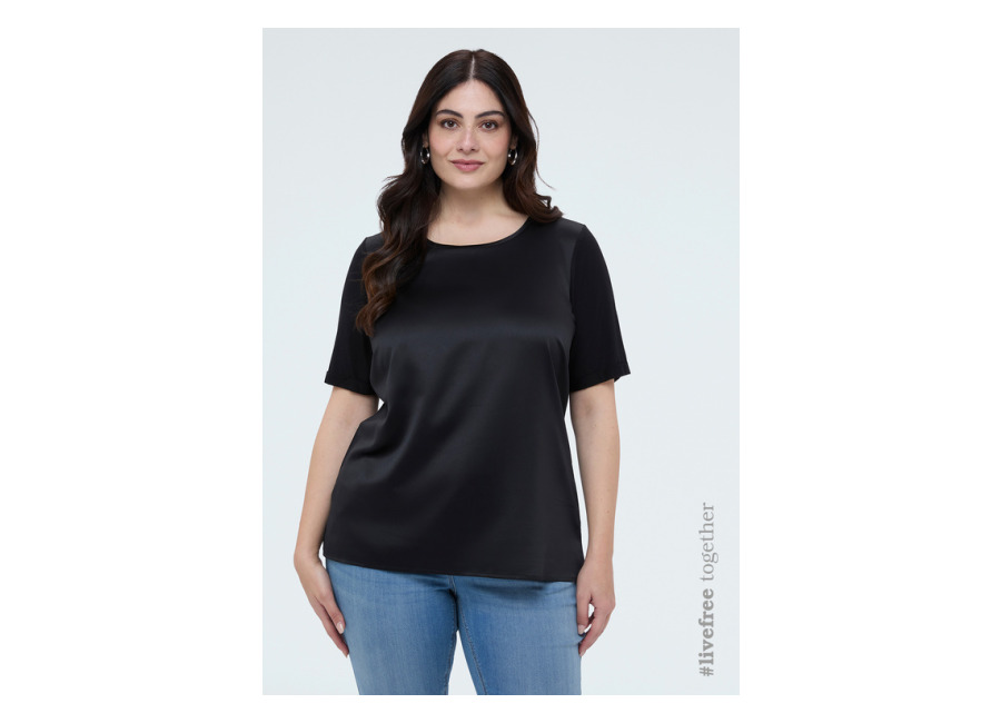 Fiorella Rubino Camiseta bimaterial con cuello redondo