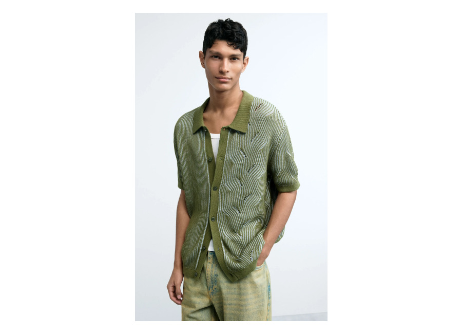 Desigual Jersey polo punto, Hombre, Algodon, Verde