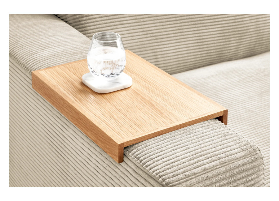 Kawola Bandeja de madera de roble natural KAWOLA MADELINE para reposabrazos de sofá