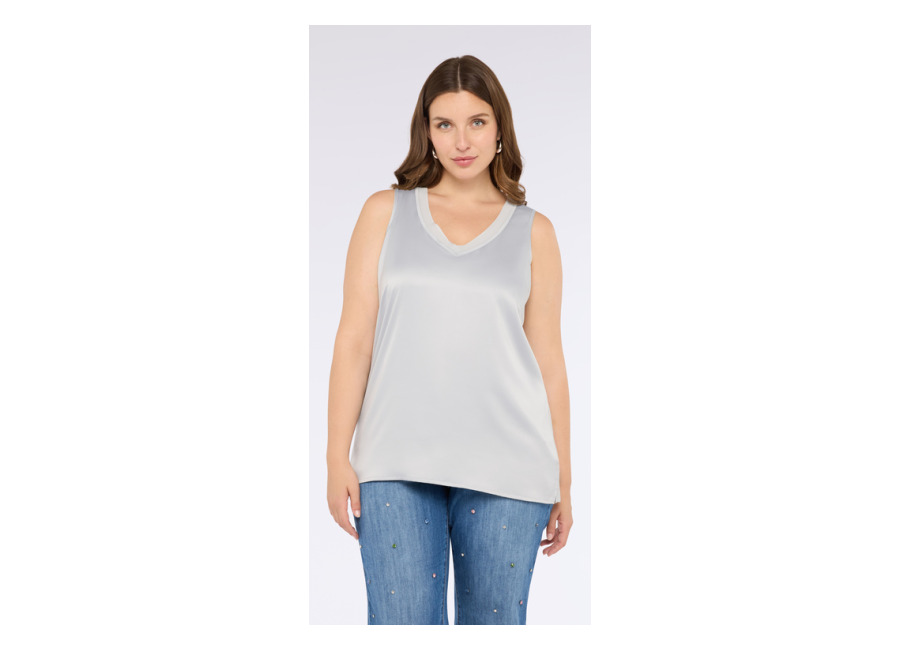 Fiorella Rubino Top bimaterial con escote en V