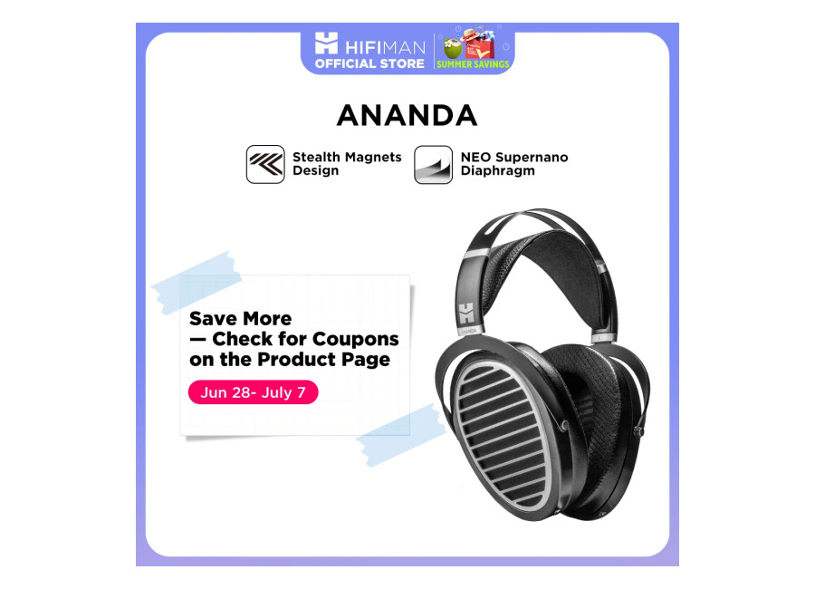 HIFIMAN Ananda Stealth Magnet Auriculares Hi-Fi magnéticos planos de tamaño completo con espalda abierta y sobre…