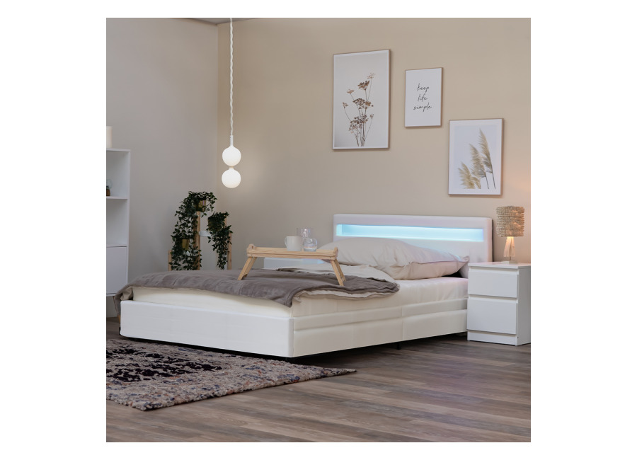 Home Deluxe Cama LED con cajones NUBE – 180 x 200 cm Blanco