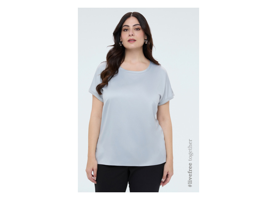 Fiorella Rubino Camiseta bimaterial con cuello redondo