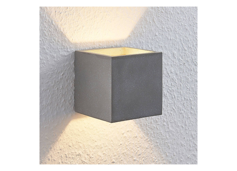 Lindby Aplique de pared Lindby Nellie, gris, hormigón, 11,5 cm de ancho
