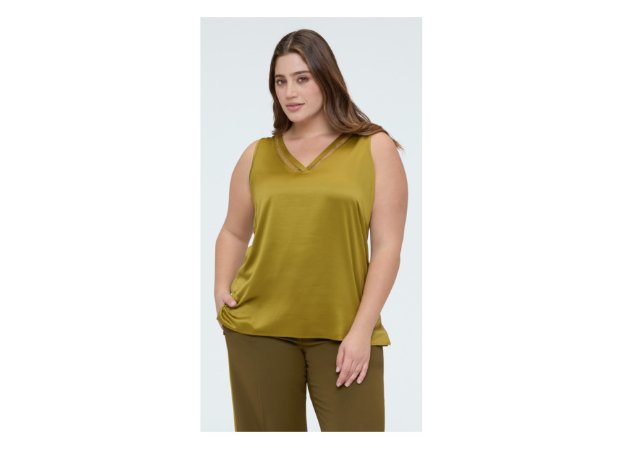 Fiorella Rubino Top con escote en V y detalle de encaje