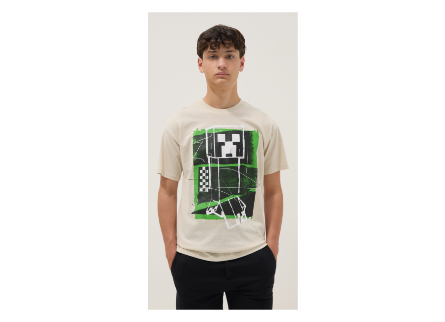 Ovs KIDS Camiseta Beige De Algodón Puro Para Chico Con Ajuste Relajado Y Estampado, Niño, Arena, Talla: 13-14