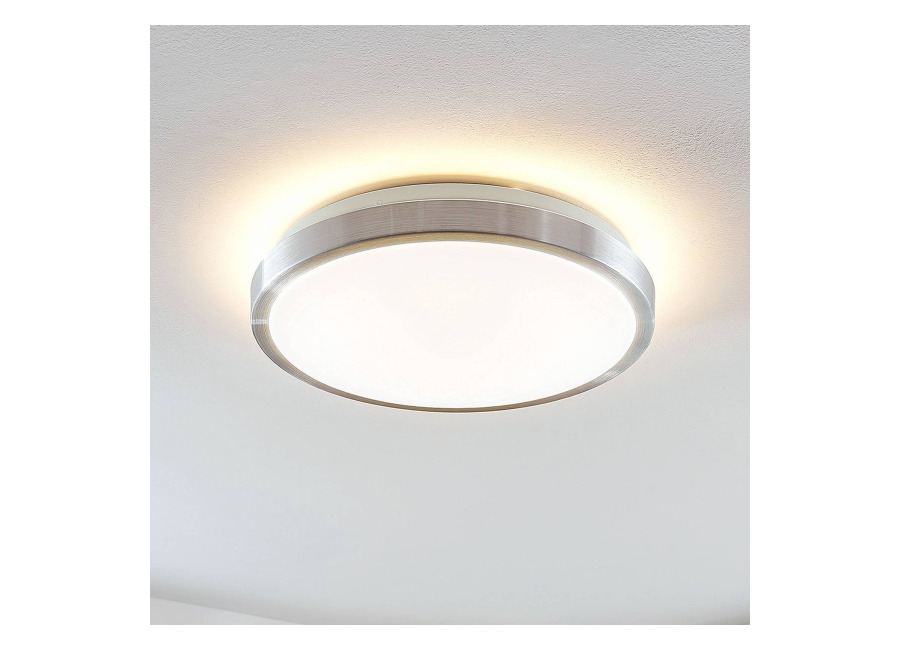 Lindby Lámpara LED de techo Emelie de Lindby, Ø 35 cm, color aluminio, meta
