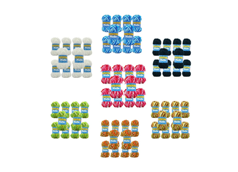 Lote 70 Ovillos Multicolor nube – Hilo Seda Suave con Nylon Premium 50g – 95m Agujas…