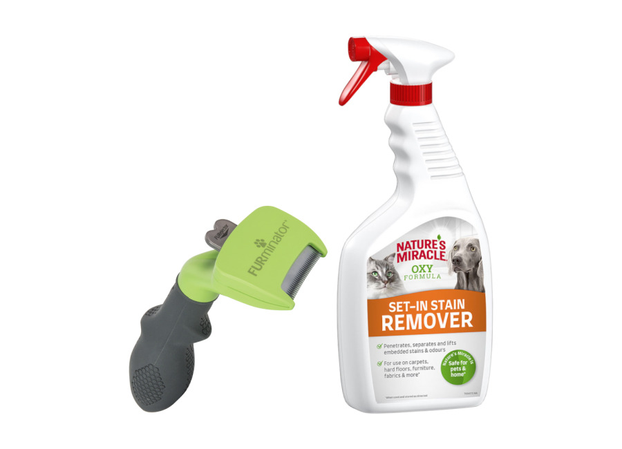 FURminator deShedding escarpidor para perros + Nature’s Miracle 709 ml ¡gratis! – S: Perros pequeños – Pelo largo