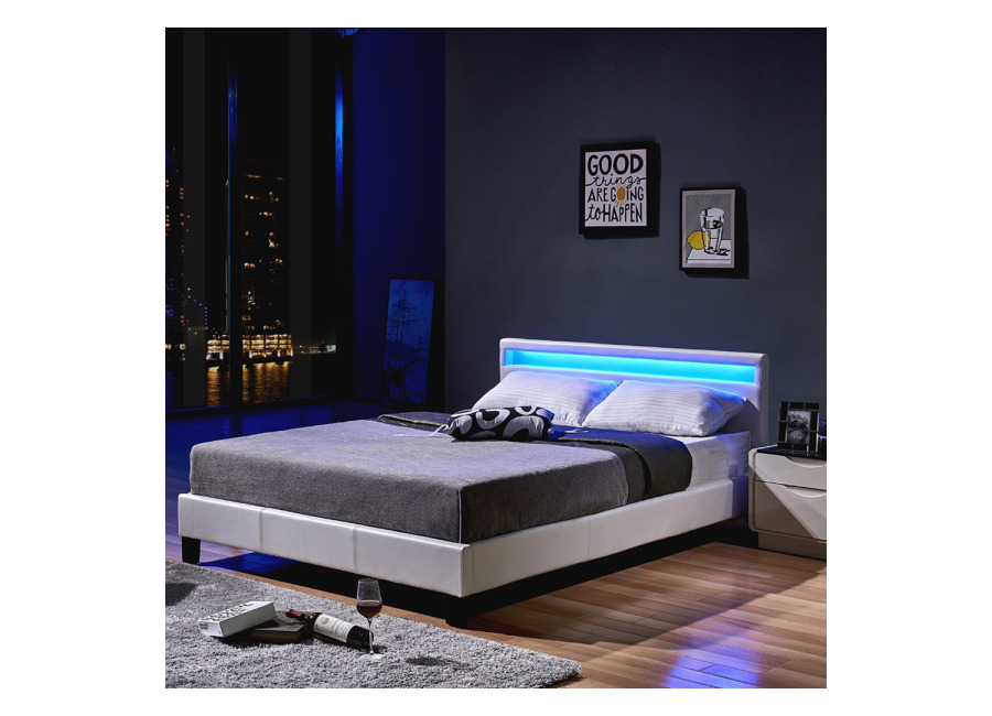 Cama LED ASTRO – 160 x 200 cm, blanca