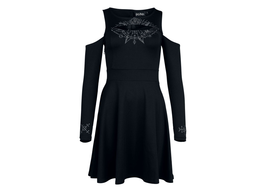 Harry Potter Vestidos de longitud media de Harry Potter – Deathly Hallows – S XXL – para Mujer – Negro