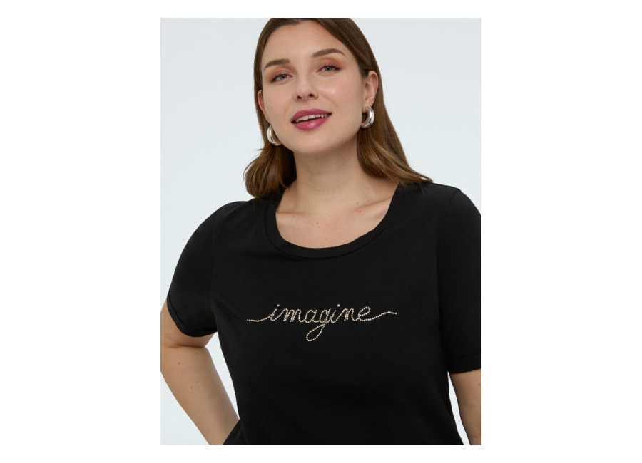 Fiorella Rubino Camiseta de algodón con letras de crista