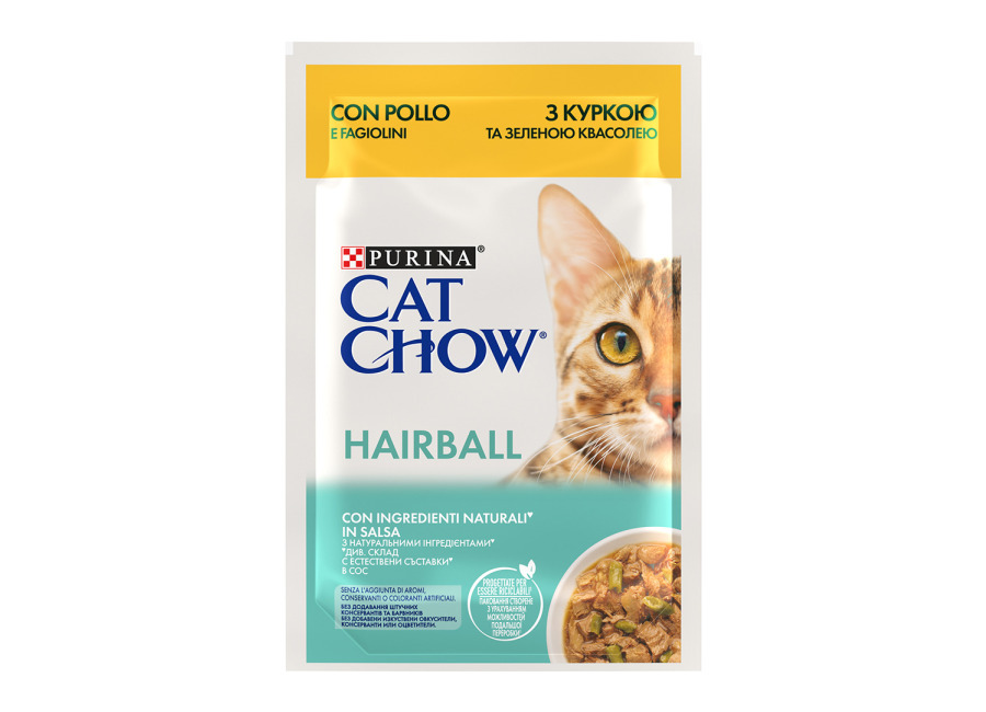 Cat Chow 26 x 85 g comida húmeda para gatos – Hairball pollo y judías verde