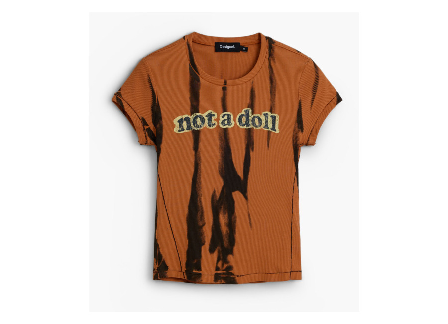 Desigual Camiseta estampado tie dye, Mujer, Algodon, Naranja