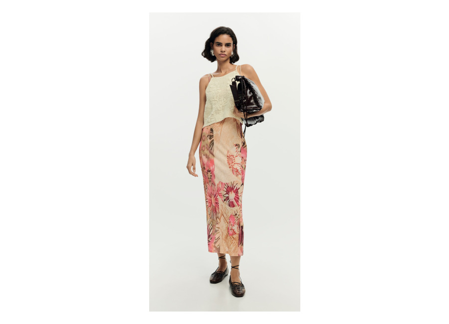 Desigual Vestido punto largo 2 en 1, Mujer, Poliamida, Blanco